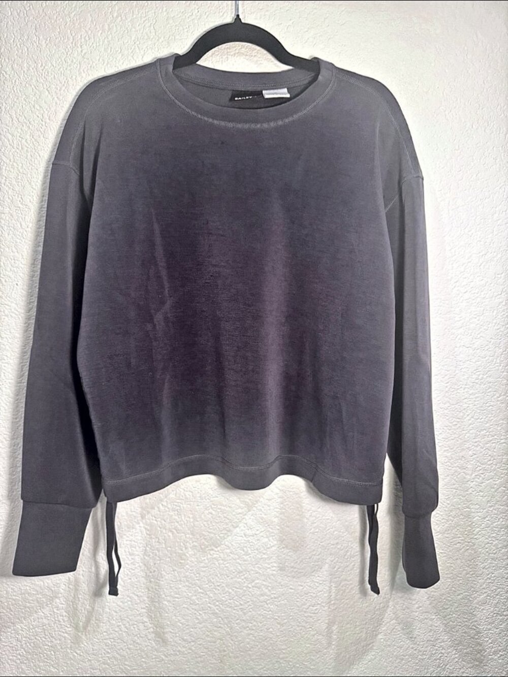 Bailey 44 Gray Brushed Modal Side Tie Crewneck Pullover Sweatshirt M